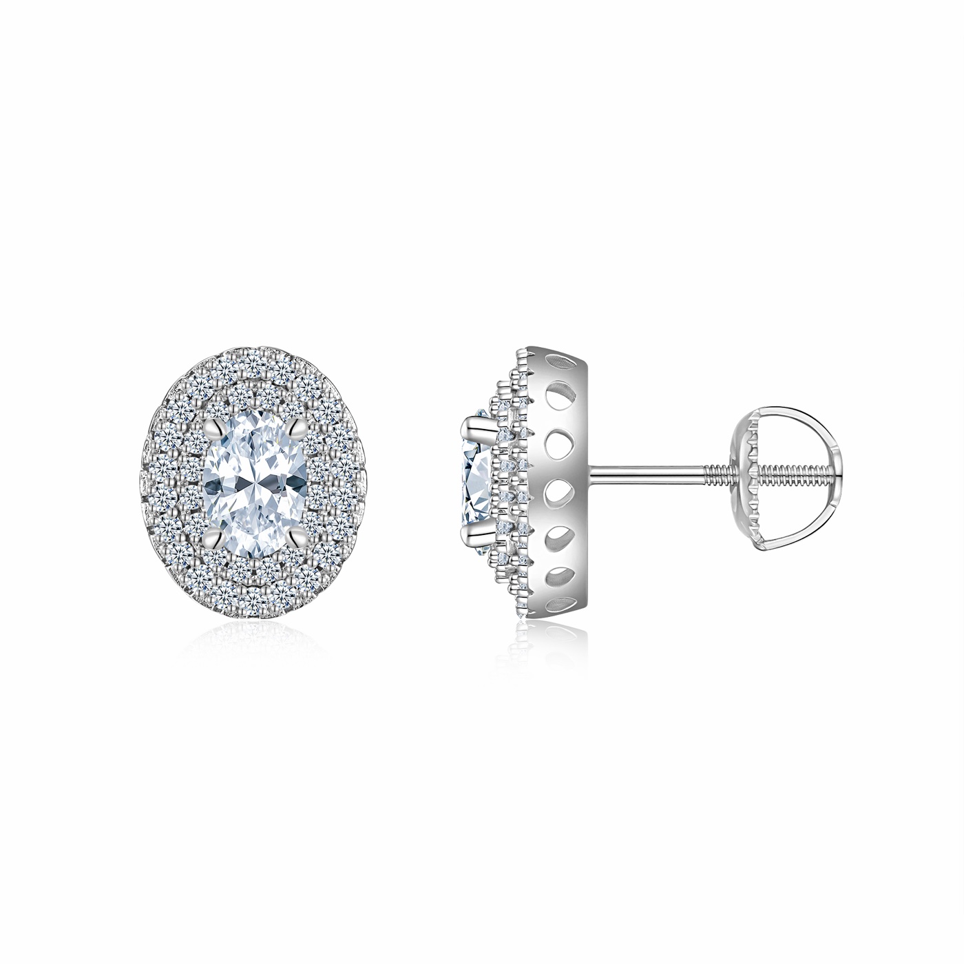Lisette Oval Halo Stud Earrings