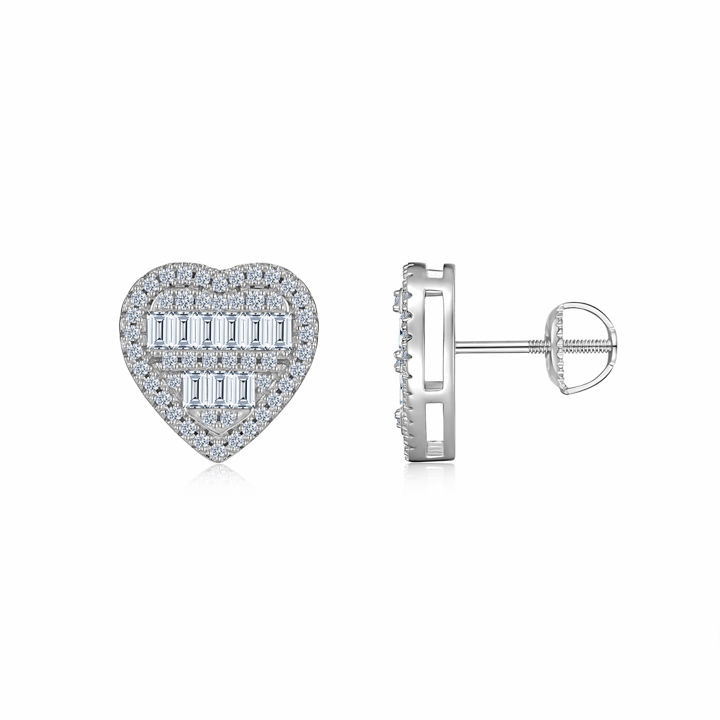 Fauve Heart Baguette Stud Earrings