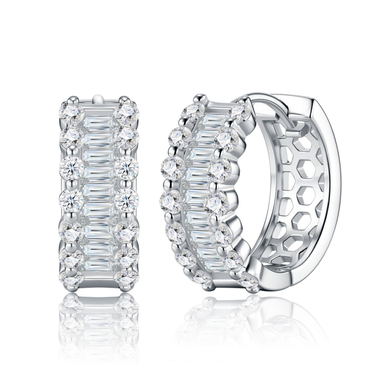 Opaline Baguette Huggie Earrings