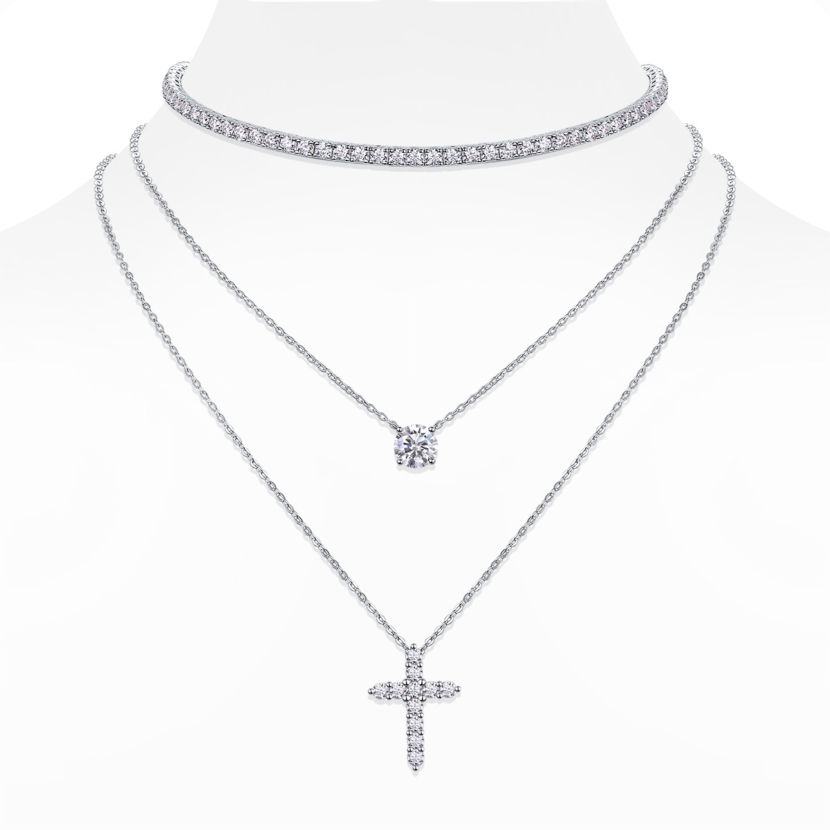 Rosamund Layered Cross Necklace