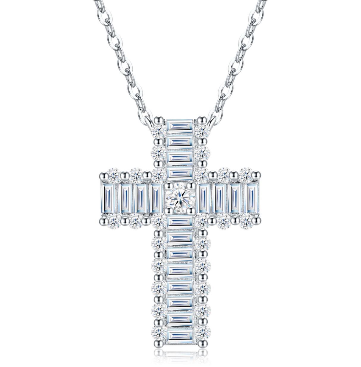 Evanthe Baguette Cross Necklace